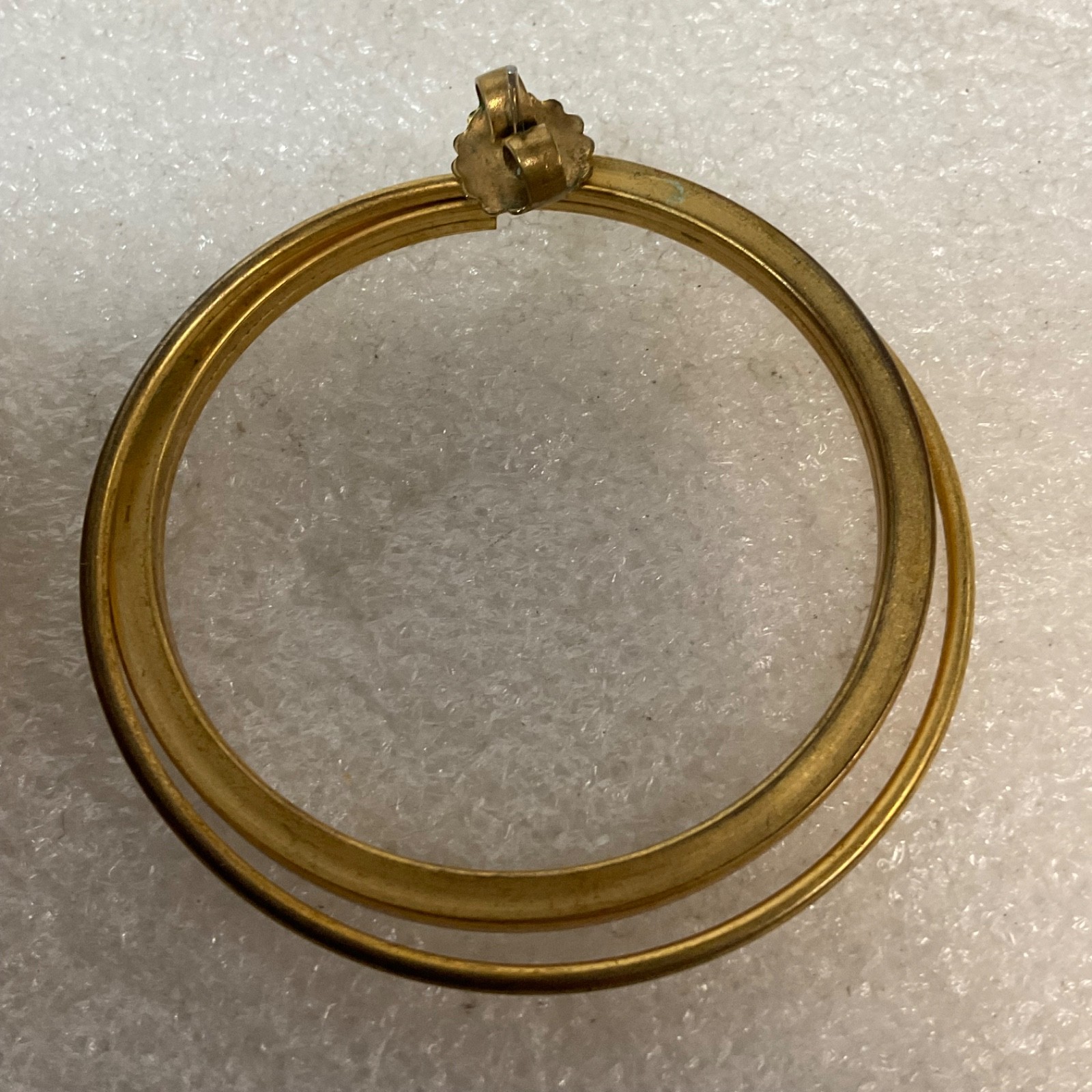 Vintage Gold Tone Hoop Earrings 2.5in Large Double Band Post Pierced 21g Retro - Image 14