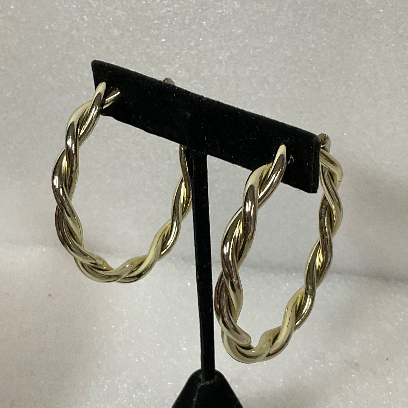 Vintage Gold Tone Hoop Earrings 2in 11.76g Braided Twist Post Fashion Jewelry - Image 2