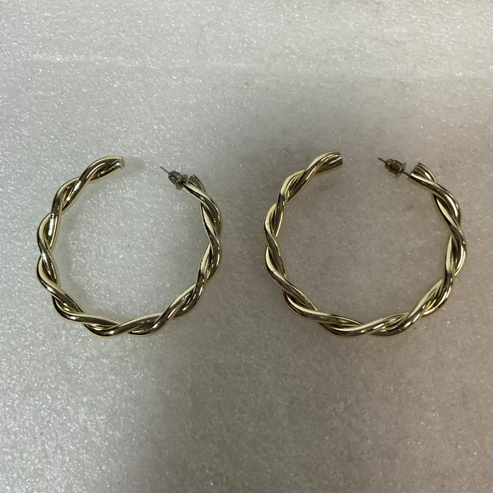 Vintage Gold Tone Hoop Earrings 2in 11.76g Braided Twist Post Fashion Jewelry - Image 10