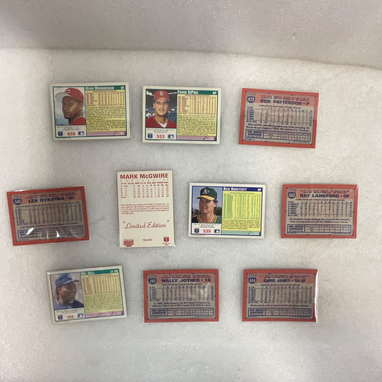 1991 Baseball 10 Card Lot Mark McGwire Topps Score Wally Joyner - Image 2