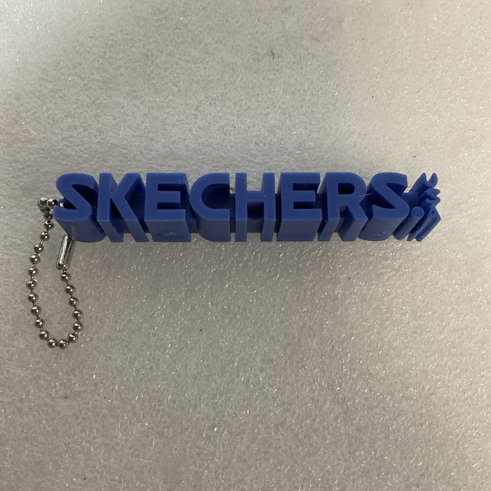 SKECHERS Blue Rubber Logo Keychain Shoe Charm Promo Accessory 3D 4" Long - Image 1