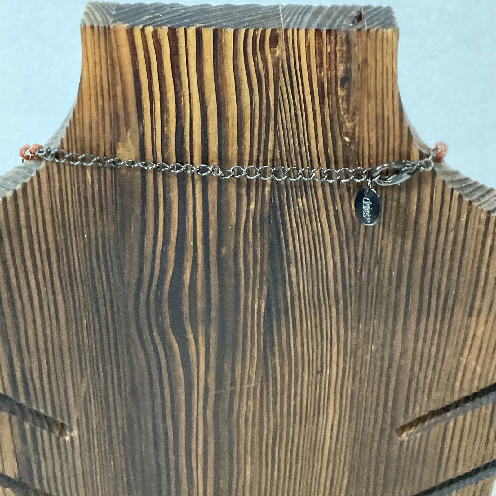 18in Claire’s Pendant Necklace Amber Glass Bead Chain Gunmetal Tone Jewelry - Image 5