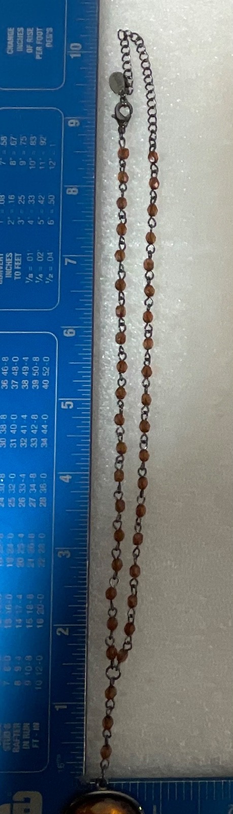 18in Claire’s Pendant Necklace Amber Glass Bead Chain Gunmetal Tone Jewelry - Image 9