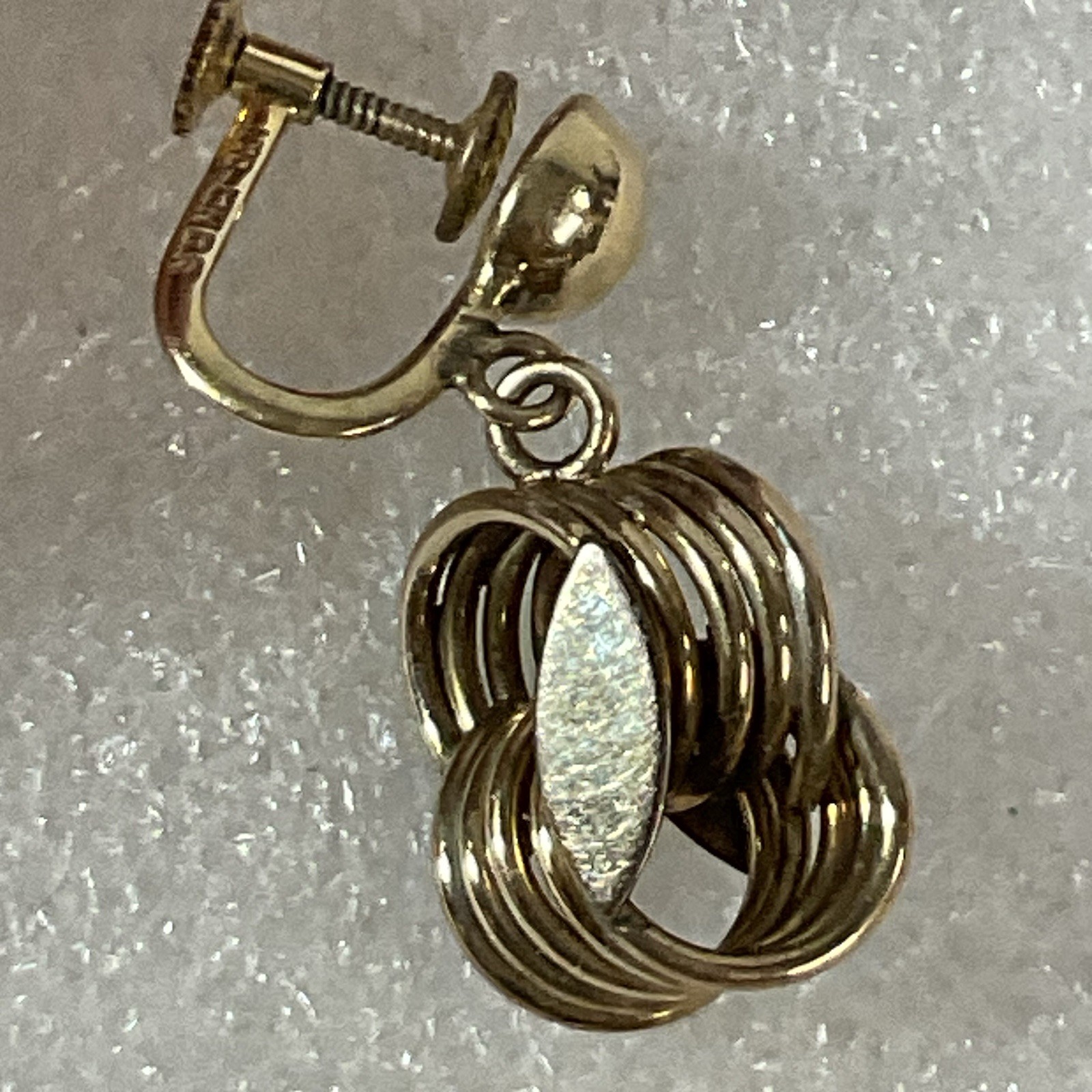 Vintage 12K Gold Filled Screw Back Dangle Earrings Geometric Drop Design - Image 7