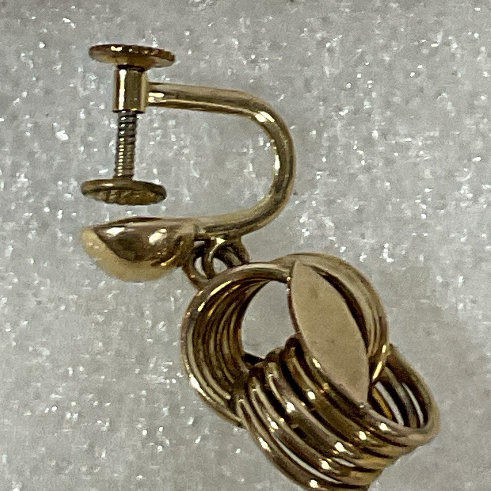 Vintage 12K Gold Filled Screw Back Dangle Earrings Geometric Drop Design - Image 8