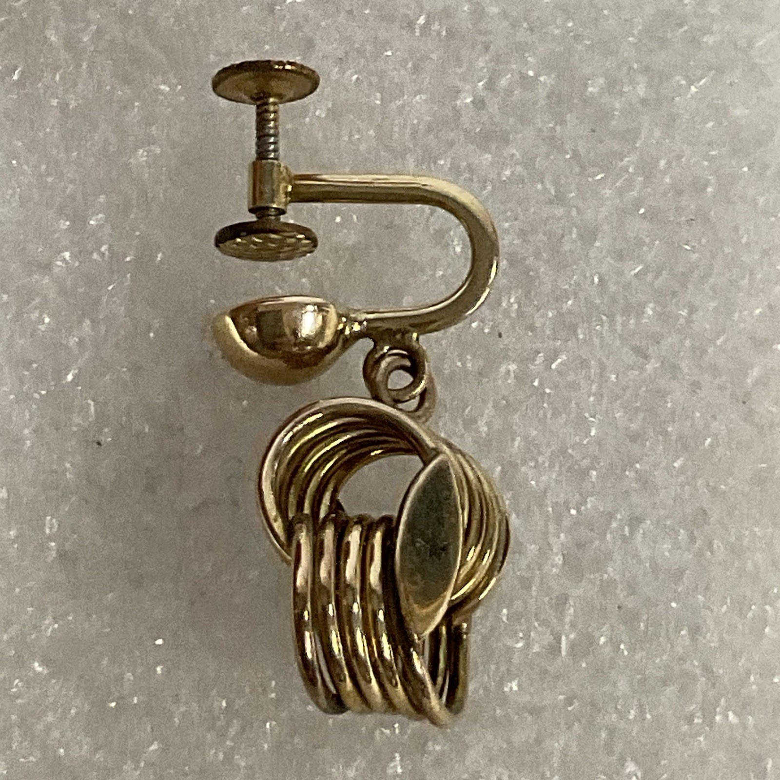 Vintage 12K Gold Filled Screw Back Dangle Earrings Geometric Drop Design - Image 9