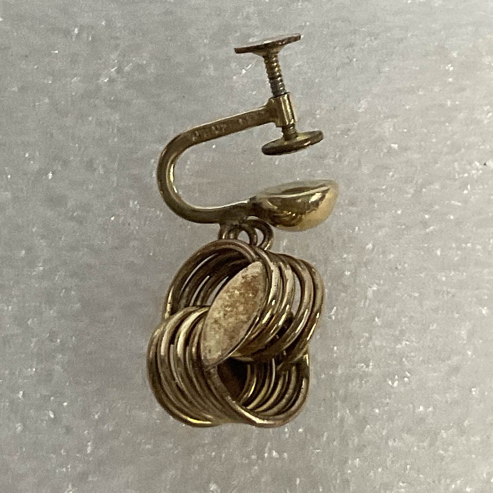 Vintage 12K Gold Filled Screw Back Dangle Earrings Geometric Drop Design - Image 10
