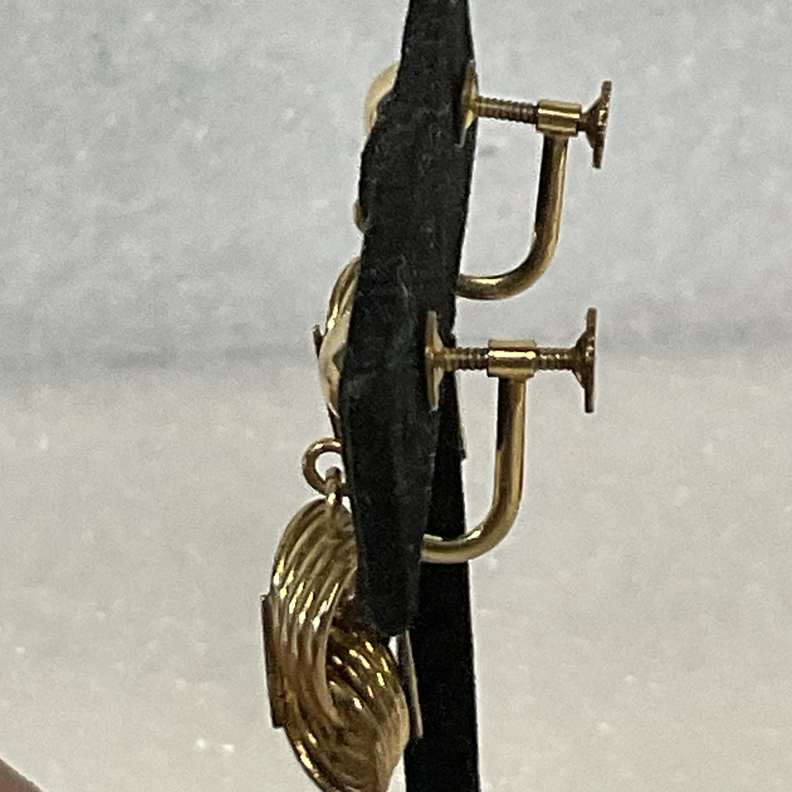 Vintage 12K Gold Filled Screw Back Dangle Earrings Geometric Drop Design - Image 11