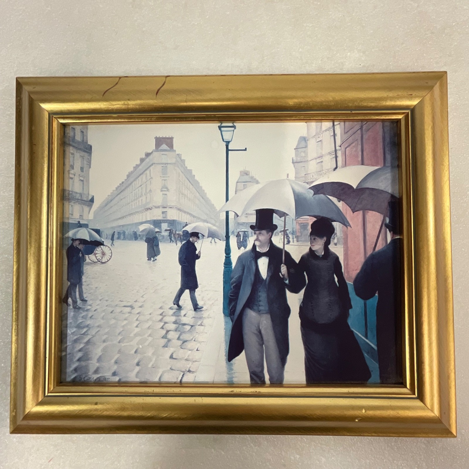 Gustave Caillebotte Paris A Rainy Day Framed Print 11x14in Gold Frame - Image 1