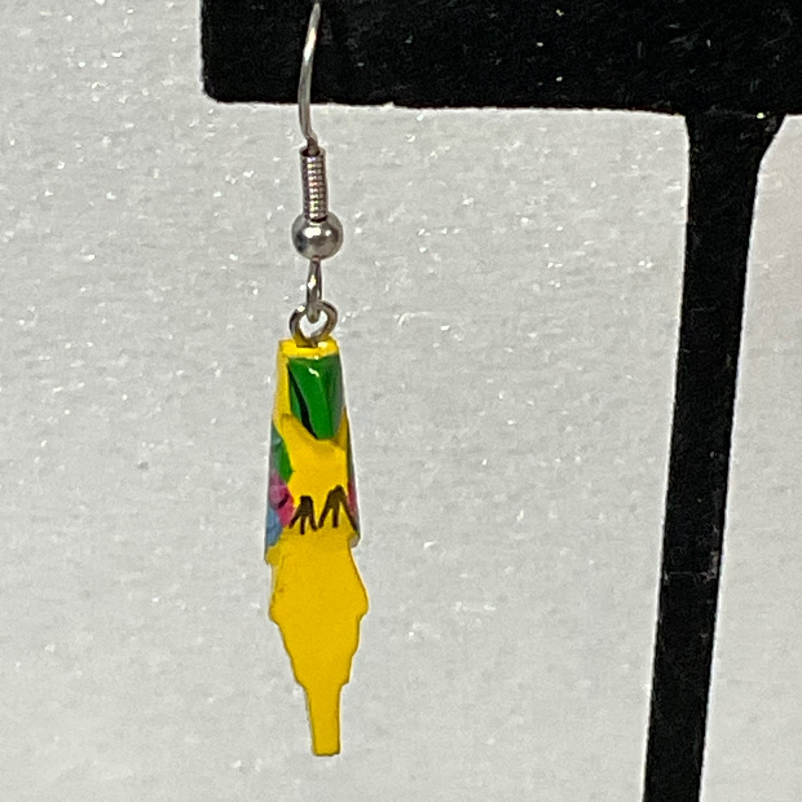 Handmade Painted Wood Parrot Earrings Colorful Tropical Bird Dangle Jewelry 1.21 - Image 2