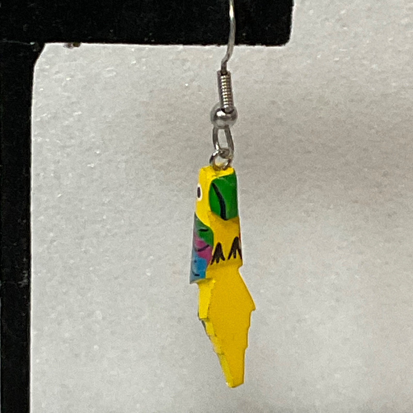 Handmade Painted Wood Parrot Earrings Colorful Tropical Bird Dangle Jewelry 1.21 - Image 3