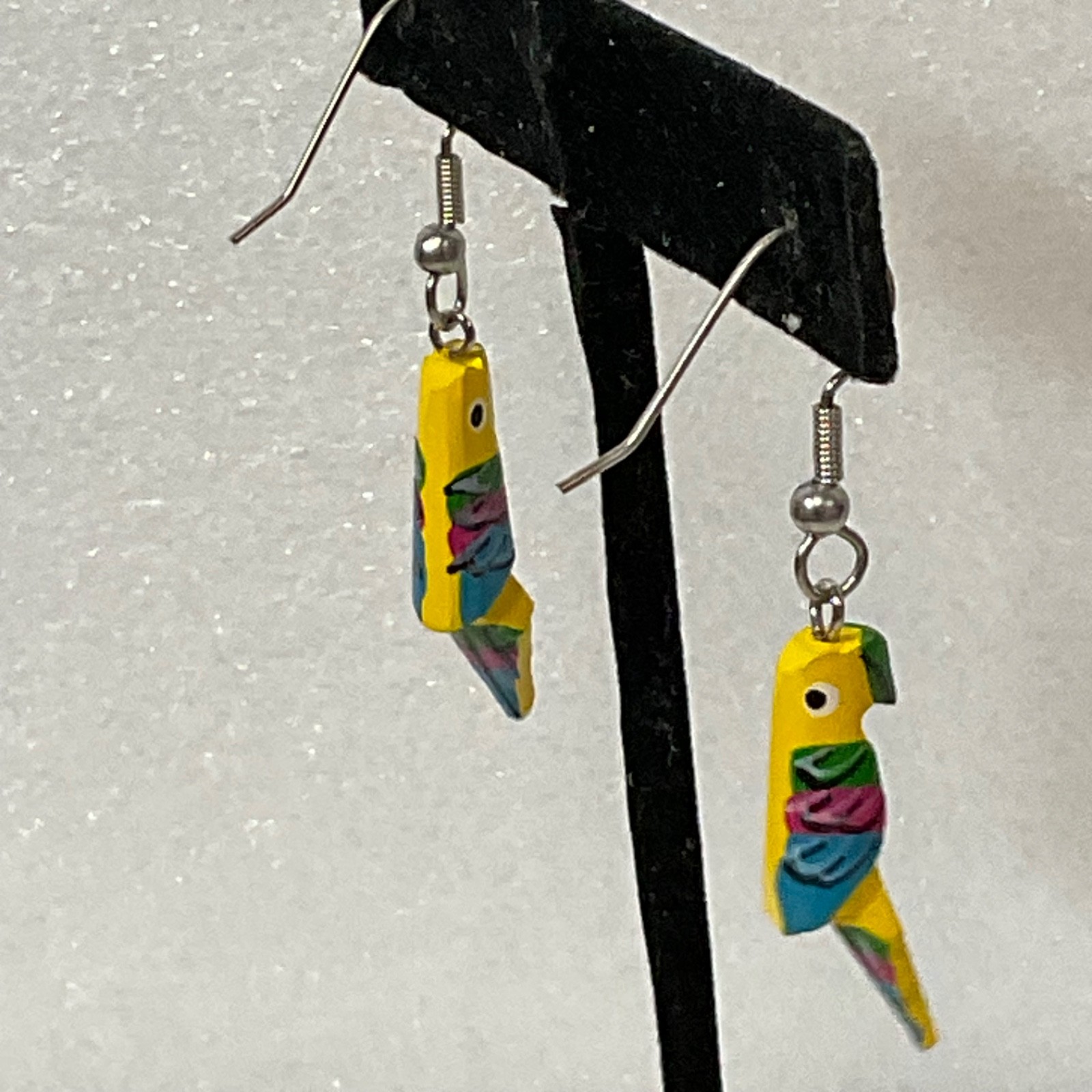 Handmade Painted Wood Parrot Earrings Colorful Tropical Bird Dangle Jewelry 1.21 - Image 6