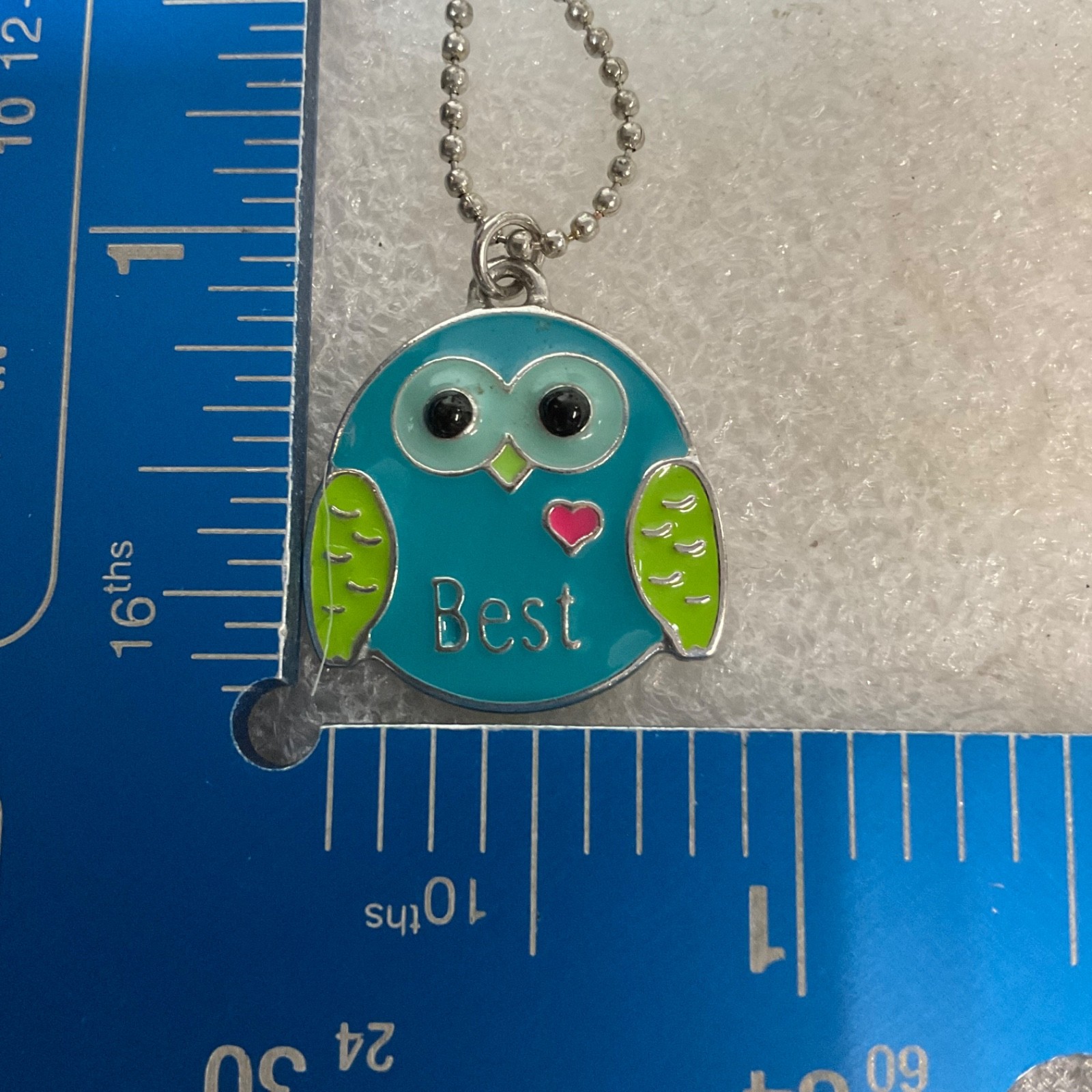 Cute Owl Pendant Necklace Blue Green Enamel "Best" Heart Charm Fashion Jewelry - Image 7
