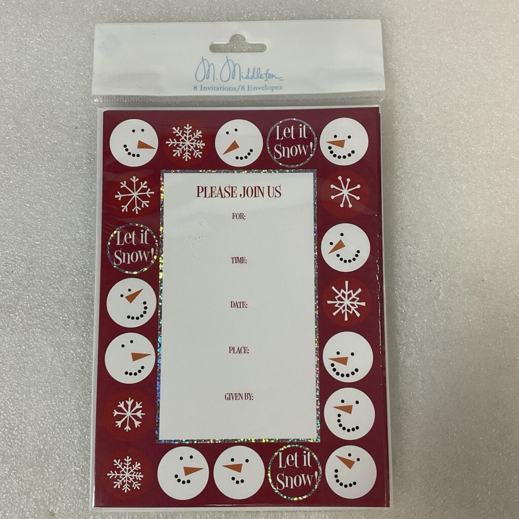 M. Middleton Let It Snow Snowman Invitations Set – 8 Cards & Envelopes - Image 1