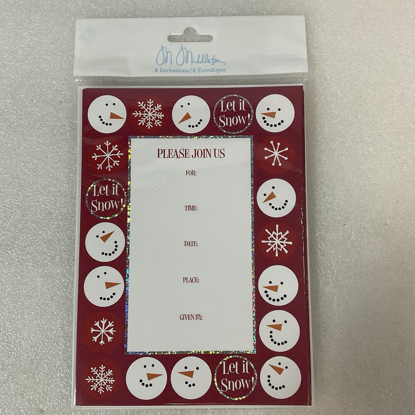 M. Middleton Let It Snow Snowman Invitations Set – 8 Cards & Envelopes - Image 1