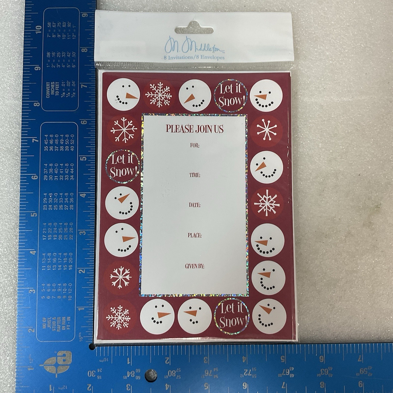 M. Middleton Let It Snow Snowman Invitations Set – 8 Cards & Envelopes - Image 10