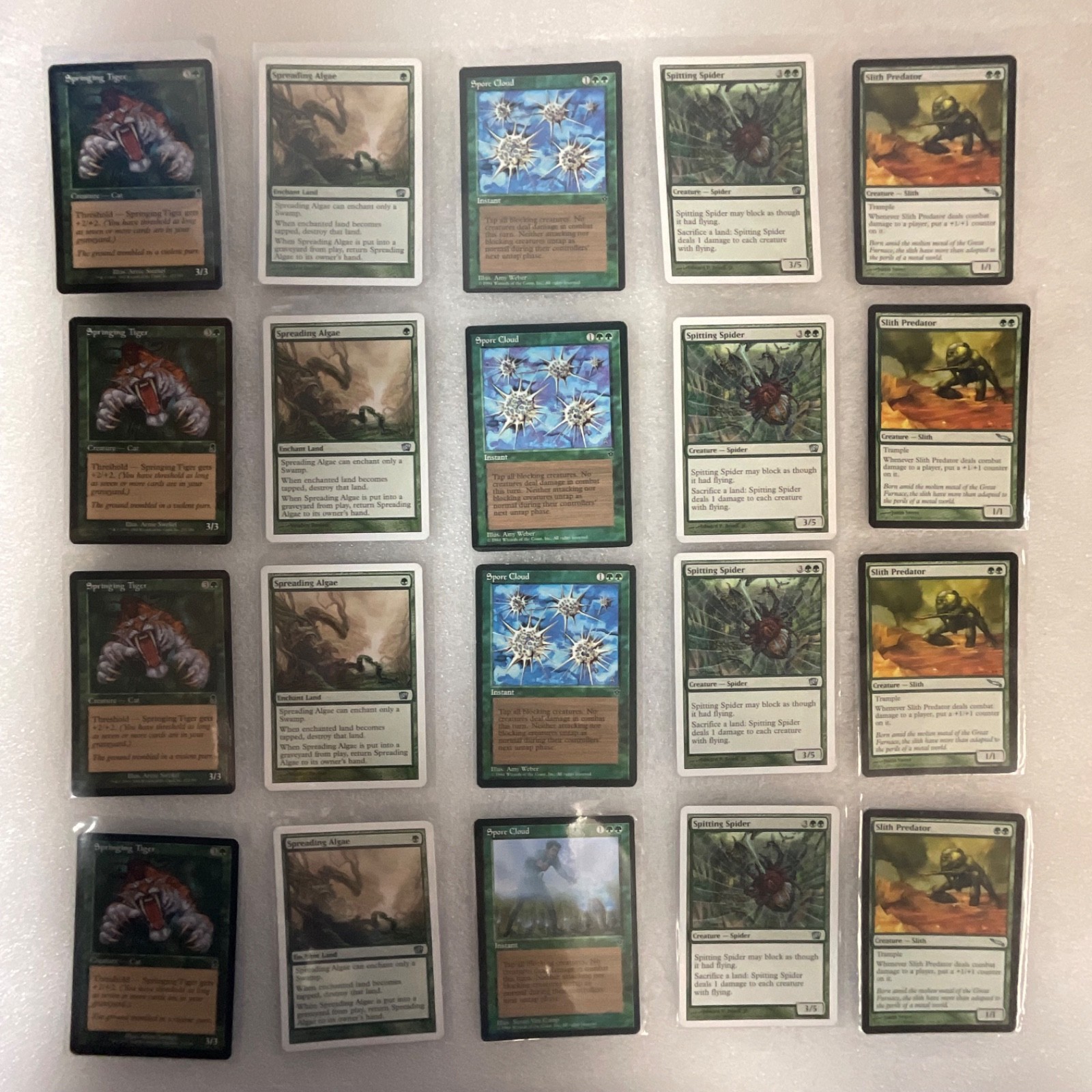 MTG 20 Green Cards Mixed ODS 8ED MRD Spitting Spider Slith Predator - Image 1