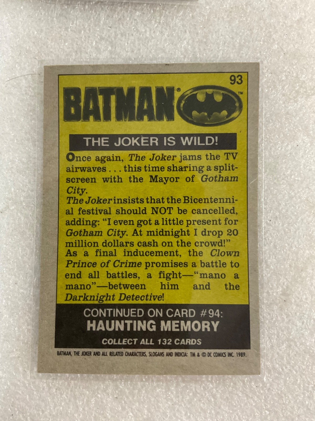1989 Topps Batman Movie Mixed Non-Sports Trading Cards Lot of 10 - Image 19
