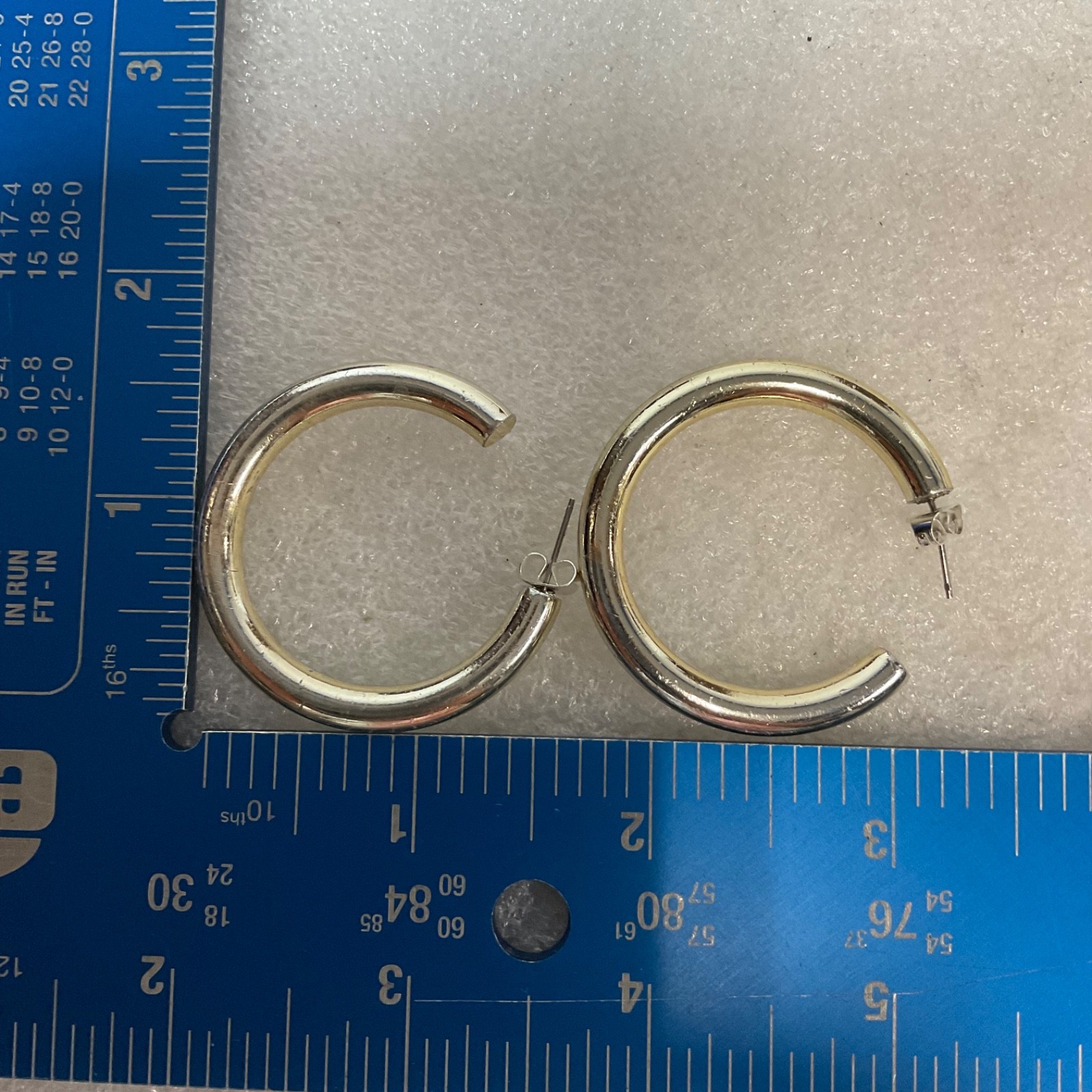 Vintage Gold Tone Hoop Earrings 2in 10.78g Chunky Classic Pierced Jewelry - Image 15