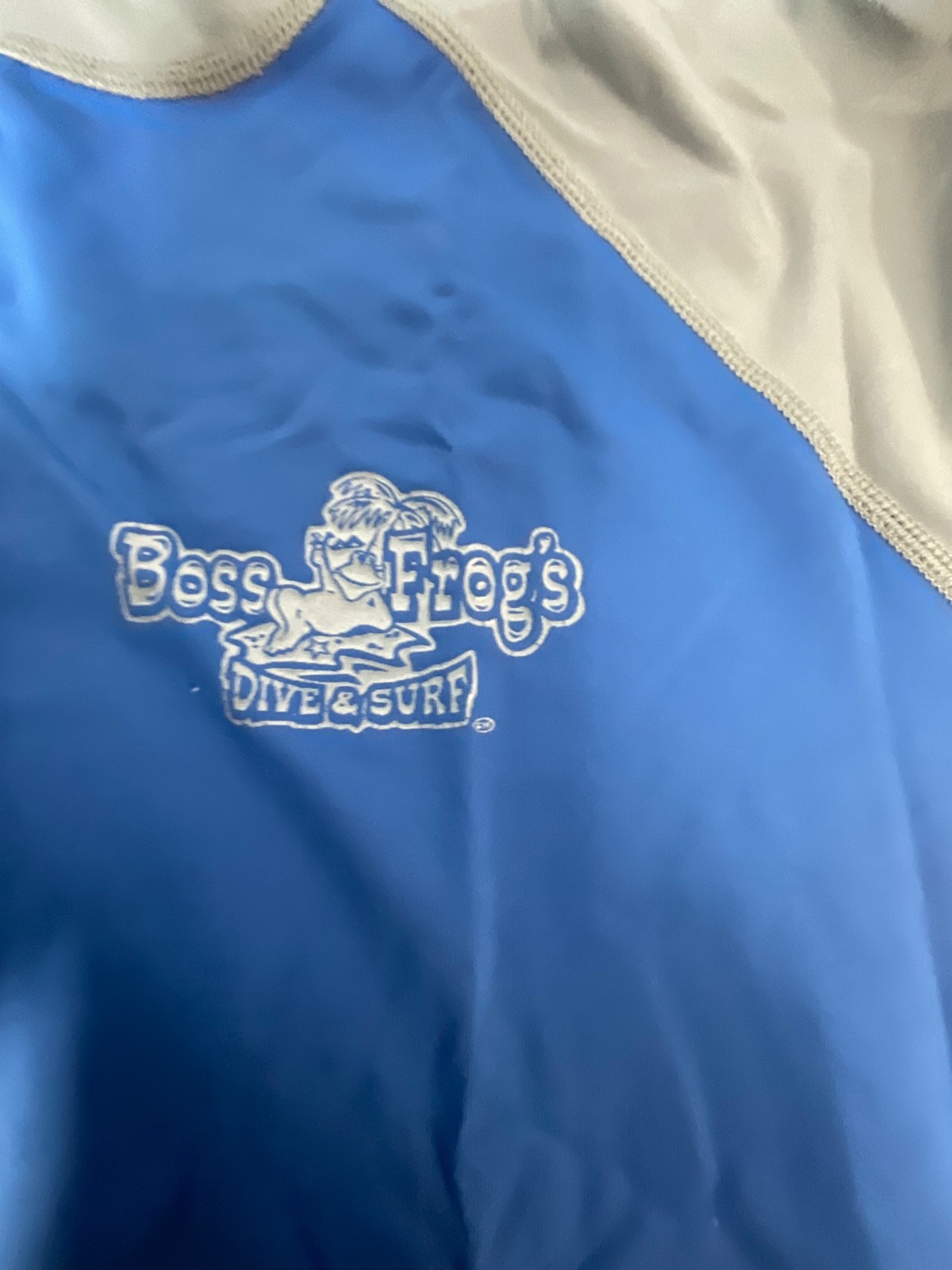 Boss Frog’s Dive & Surf Rash Guard Shirt Large Blue Gray UV Protection Swim Surf - Image 6