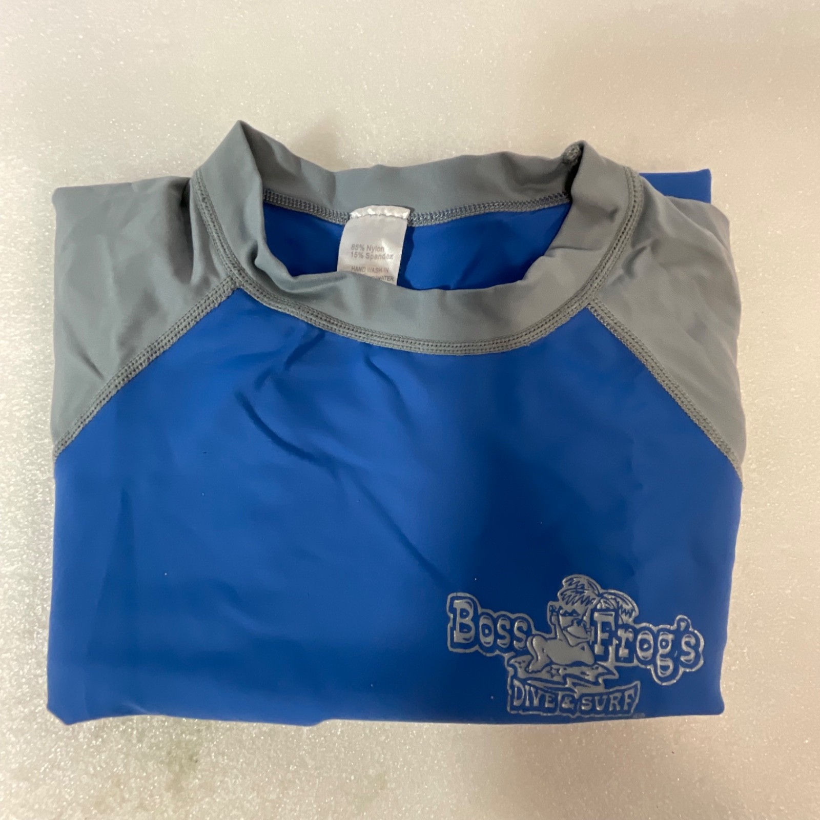 Boss Frog’s Dive & Surf Rash Guard Shirt Large Blue Gray UV Protection Swim Surf - Image 12