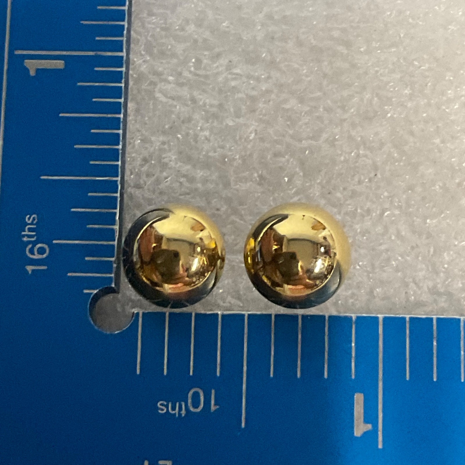 Vintage Gold Tone Dome Stud Earrings 12mm Round Post Classic Ball Style 1.24g - Image 13