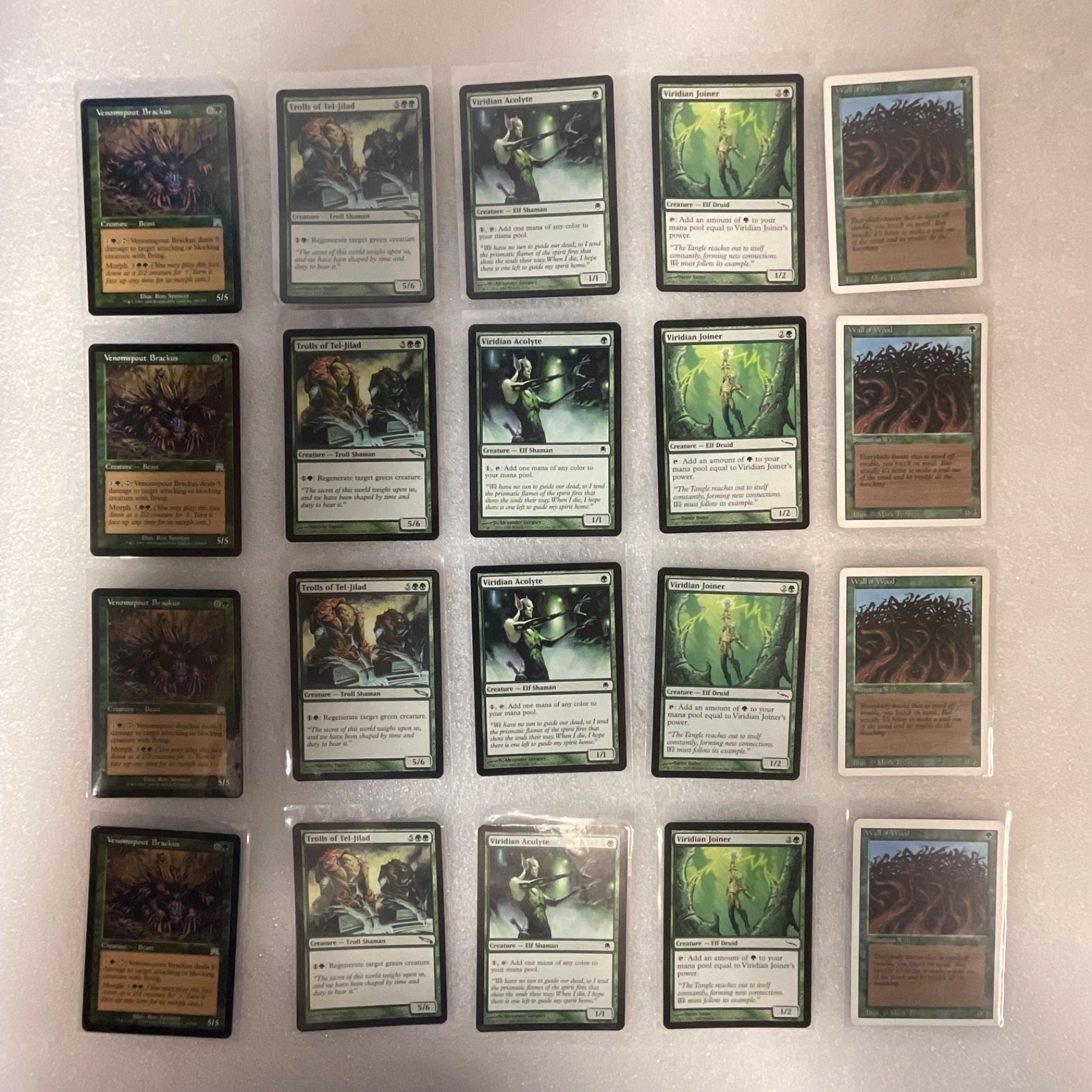 MTG 20 Card Green Lot Mirrodin/Darksteel Wall of Wood & Brackus - Image 1