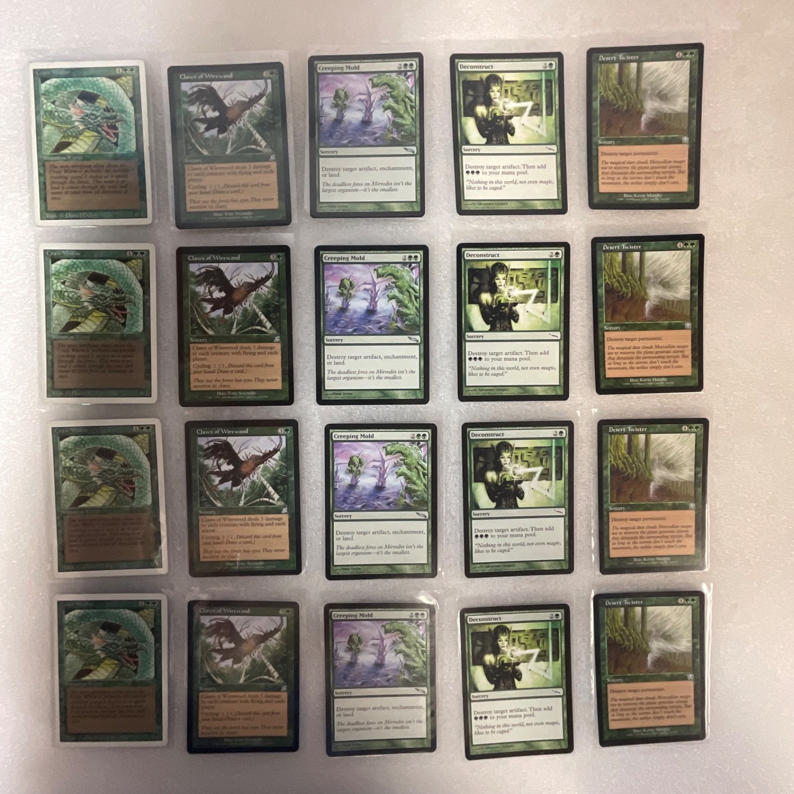 MTG 20 Card Green Lot Mixed 3ED MRD MMQ SCG Craw Wurm Twister - Image 1