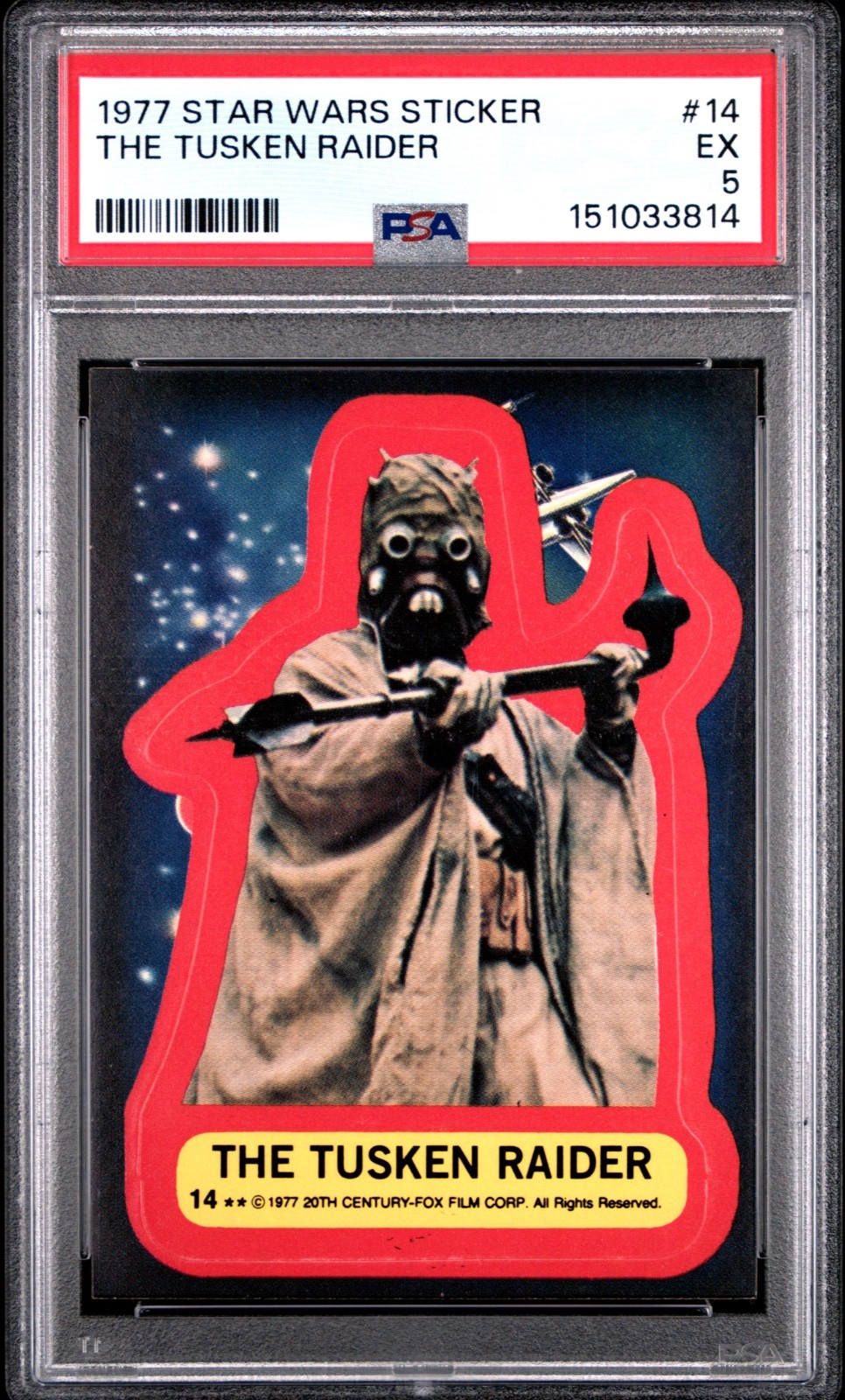 1977 Topps Star Wars The Tusken Raider Sticker Card #14 PSA 5 CERT#151033814 - Image 1