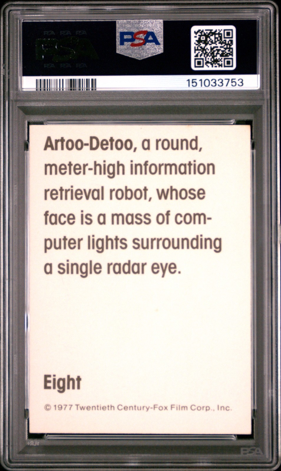 Star Wars 1977 Wonder Bread Artoo-Detoo #8 PSA 5 CERT#151033753 - Image 2