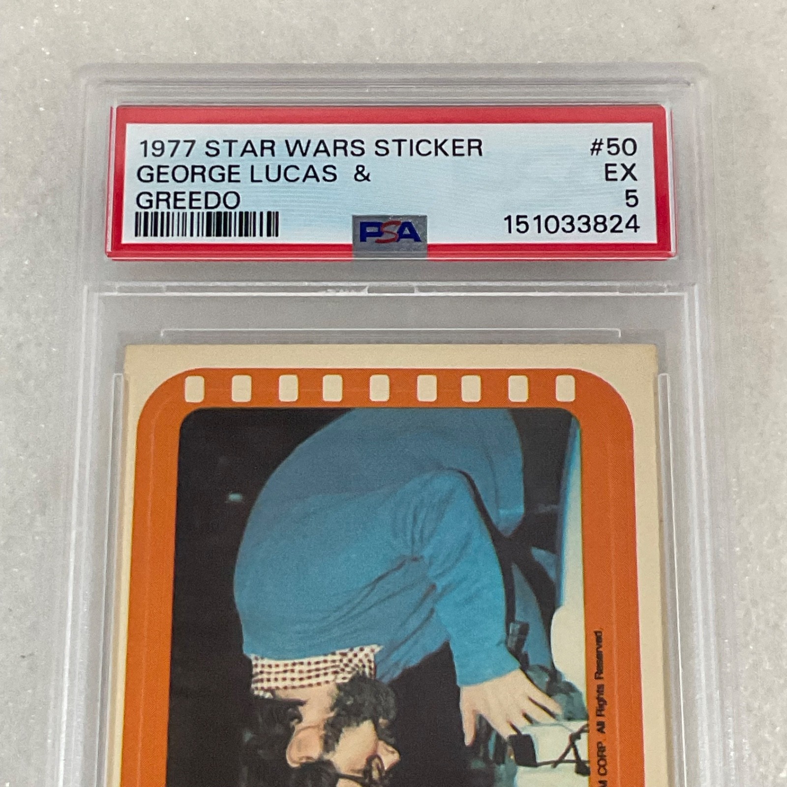 Star Wars 1977 George Lucas & Greedo Sticker Card #50 PSA 5 CERT#151033824 - Image 8