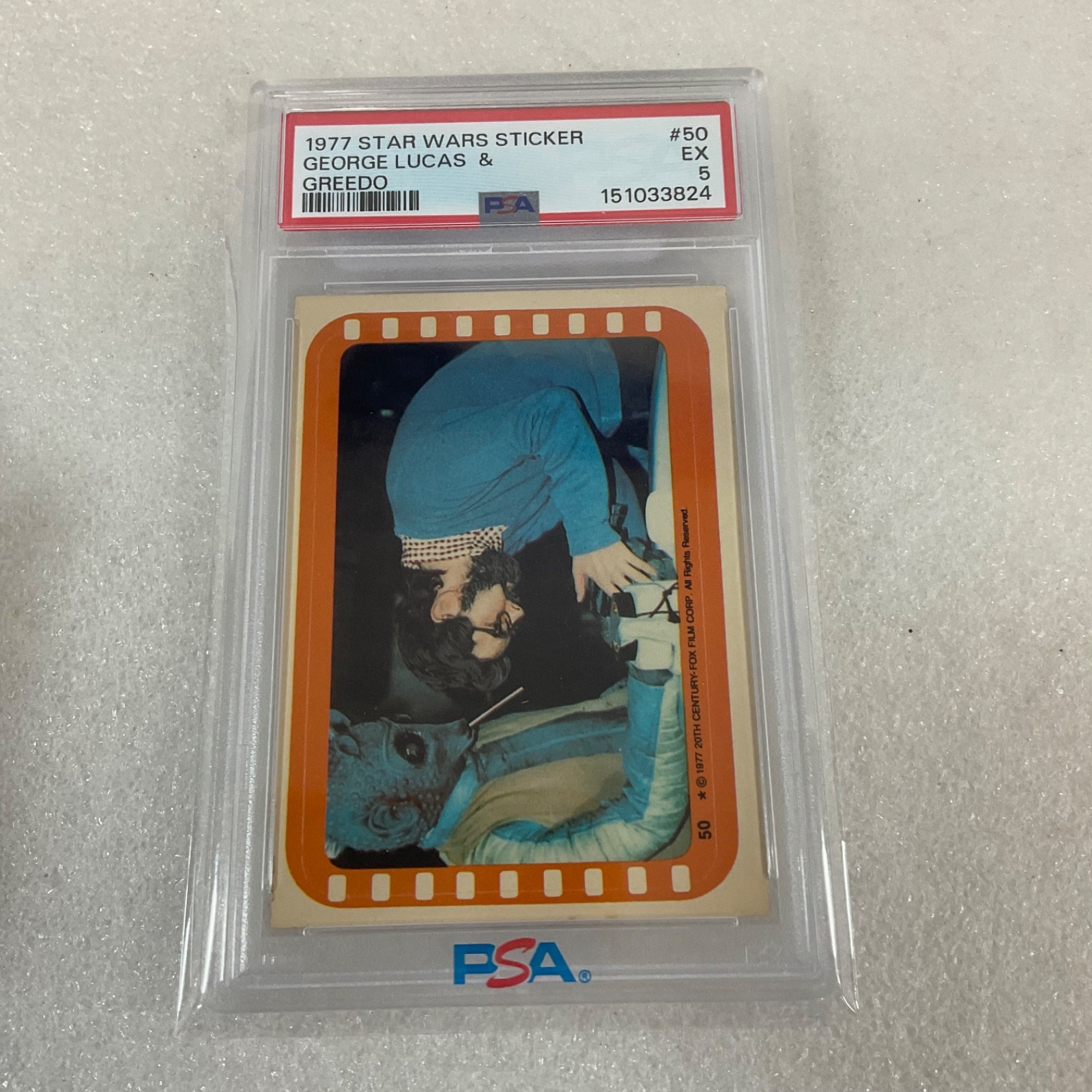 Star Wars 1977 George Lucas & Greedo Sticker Card #50 PSA 5 CERT#151033824 - Image 20