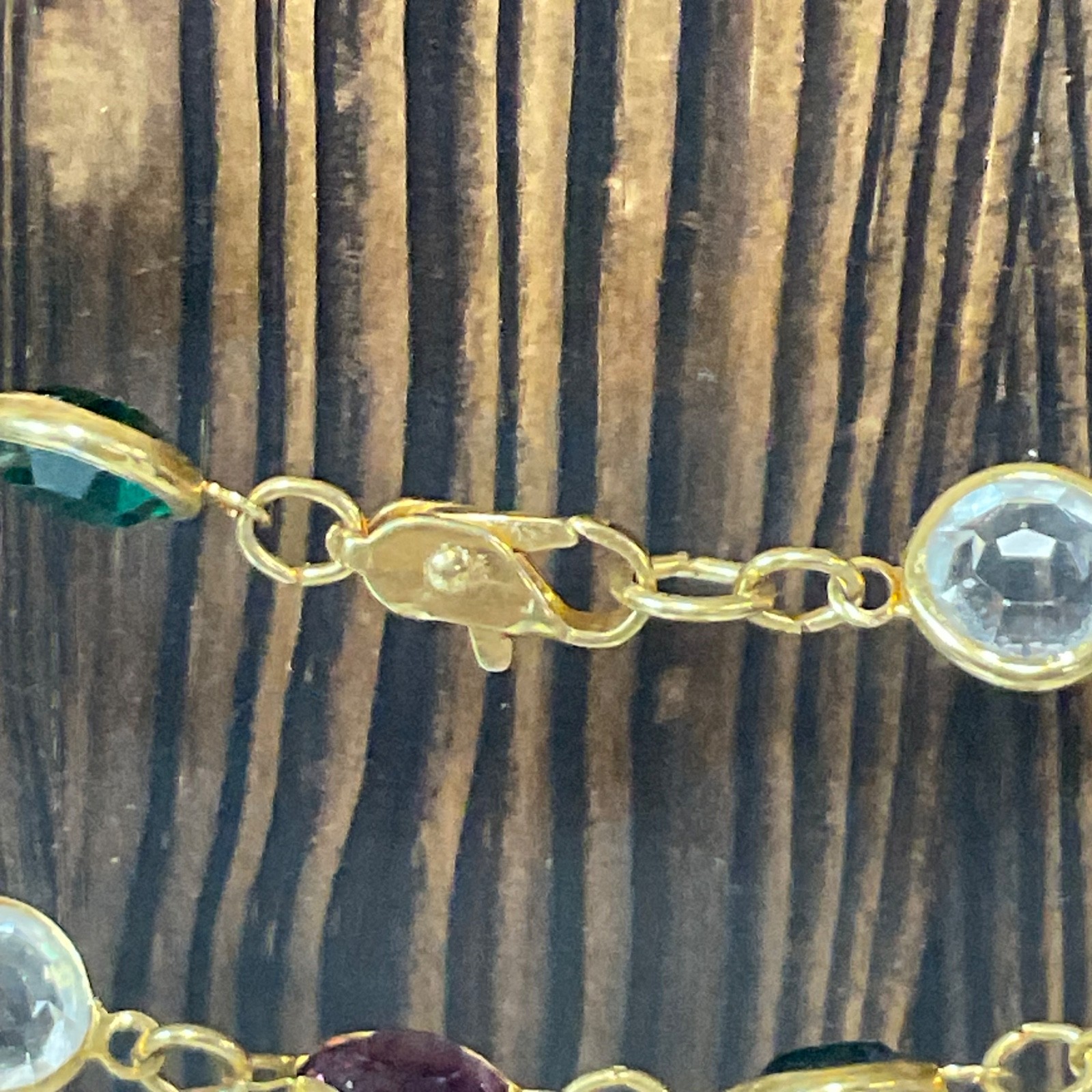 34in Gold Tone Multicolor Glass Bezel Station Necklace 33.03g Vibrant Layered - Image 3