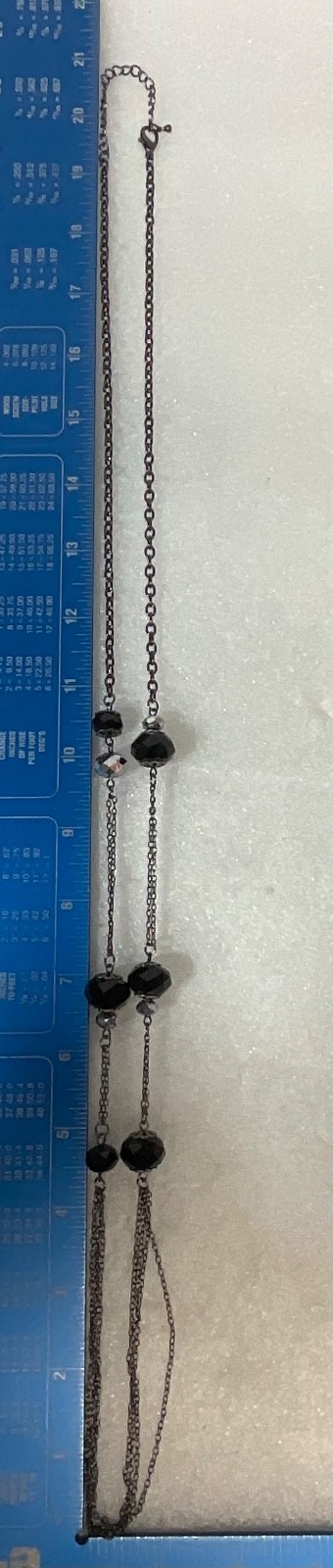42in Black Beaded Chain Necklace Gunmetal Tone Multi Strand Fashion Jewelry - Image 7