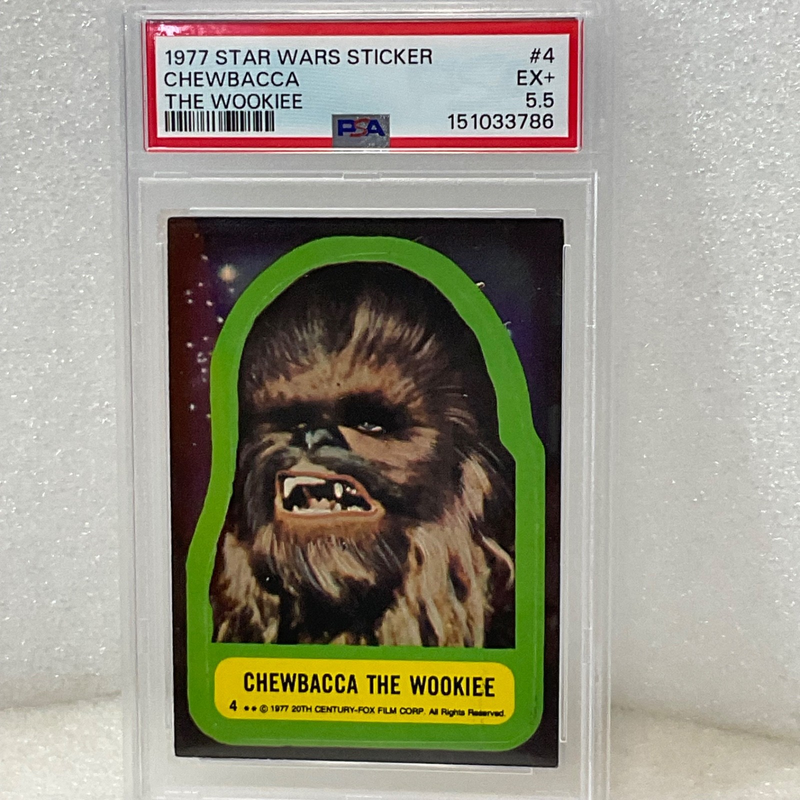 Star Wars 1977 Chewbacca The Wookiee Sticker Card #4 PSA 5.5 CERT#151033786 - Image 3