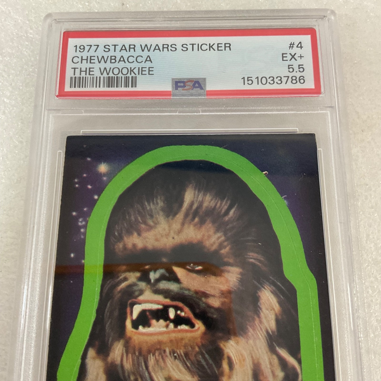 Star Wars 1977 Chewbacca The Wookiee Sticker Card #4 PSA 5.5 CERT#151033786 - Image 7