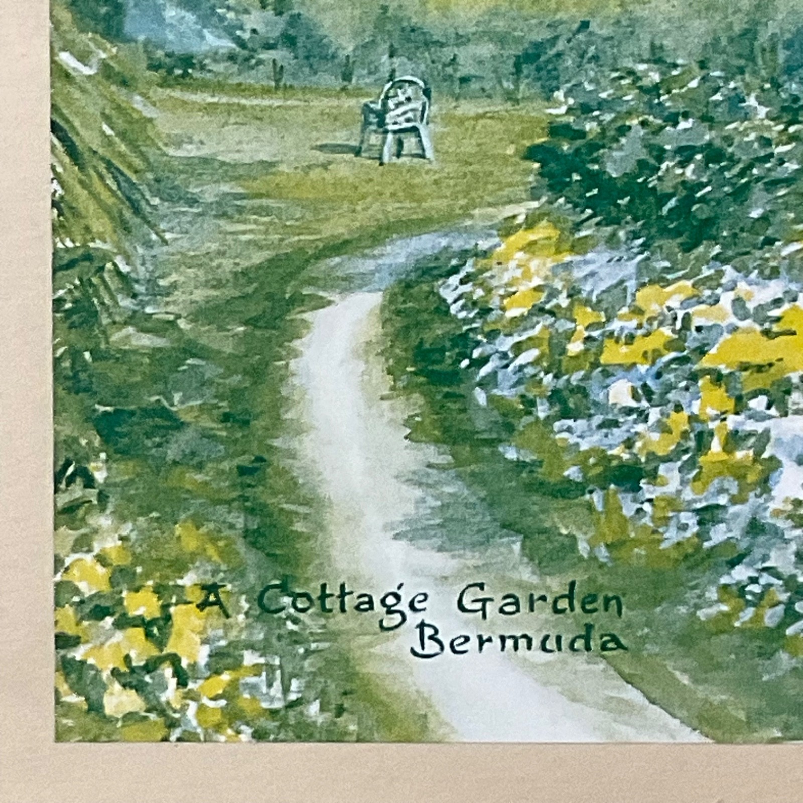 E Tucker A Cottage Garden Bermuda Framed Print Under Glass 13.25x10.5in - Image 10