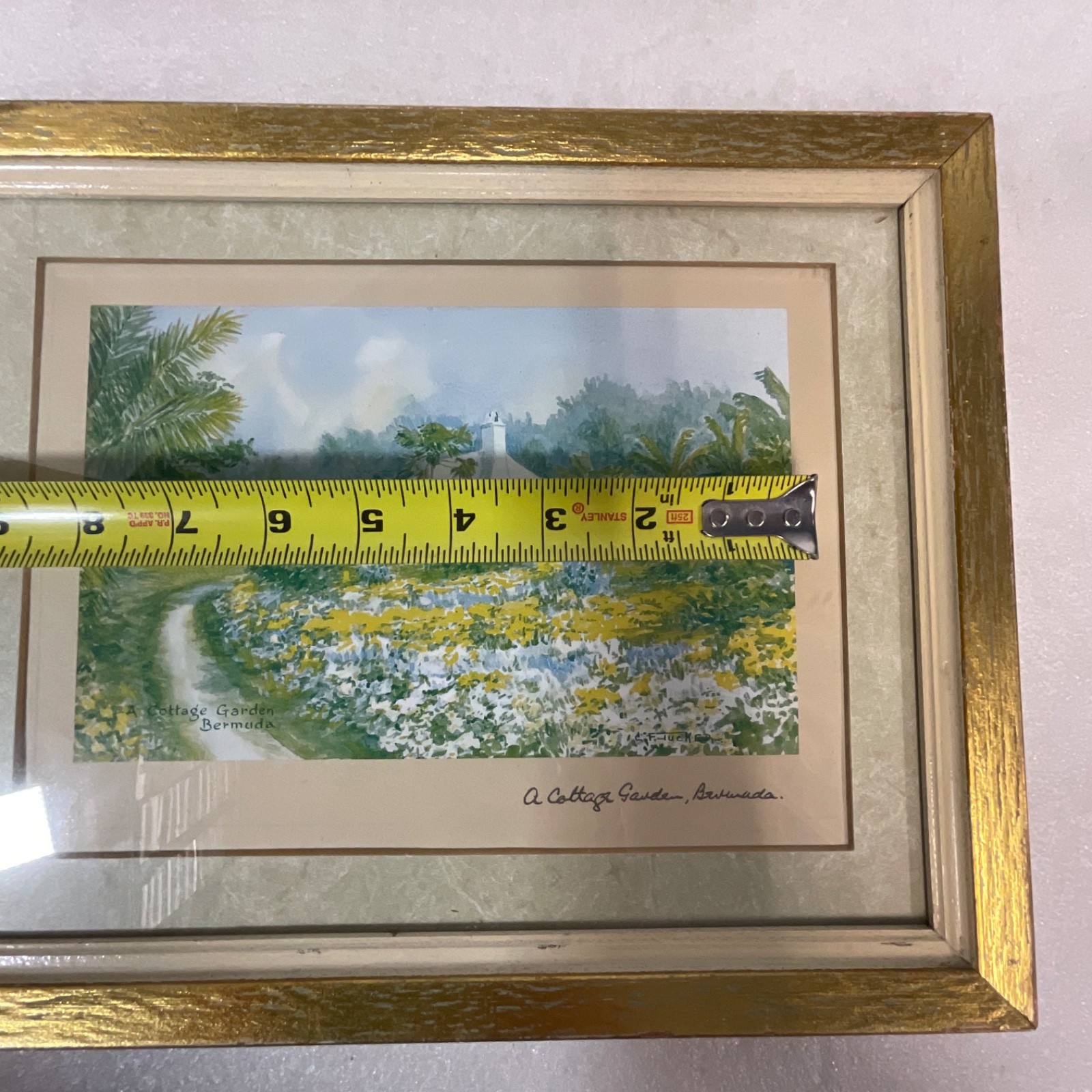 E Tucker A Cottage Garden Bermuda Framed Print Under Glass 13.25x10.5in - Image 16