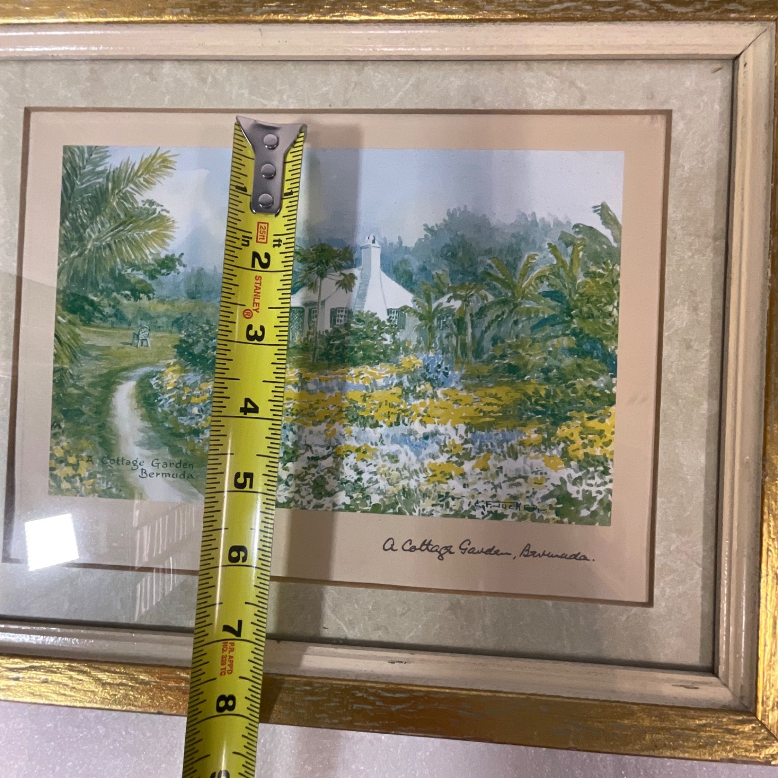 E Tucker A Cottage Garden Bermuda Framed Print Under Glass 13.25x10.5in - Image 15
