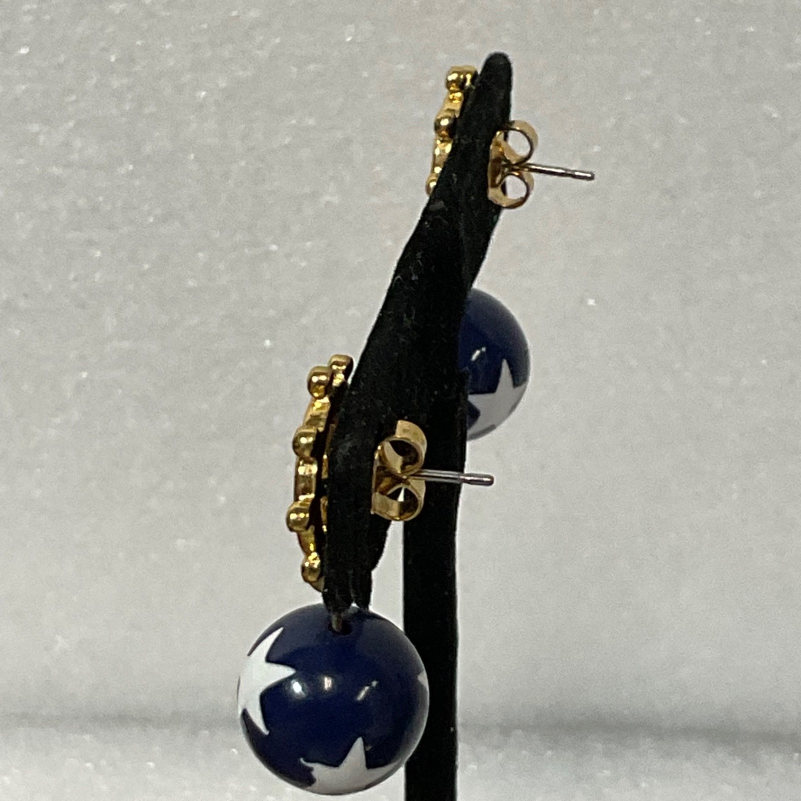 Vintage Avon Gold Tone Star Dangle Earrings Red White Blue Enamel 1in Patriotic - Image 5