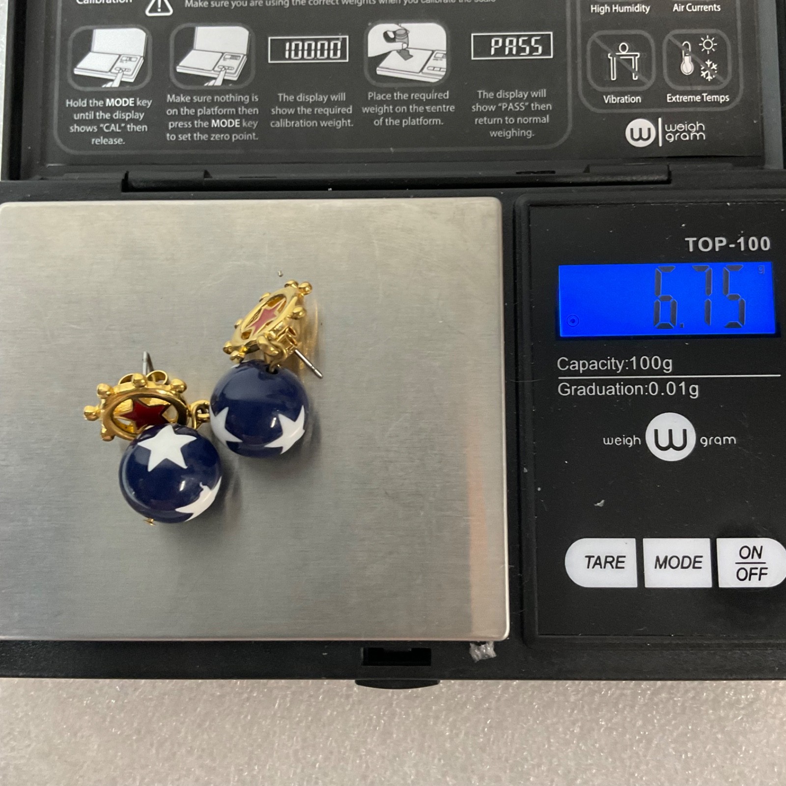 Vintage Avon Gold Tone Star Dangle Earrings Red White Blue Enamel 1in Patriotic - Image 14