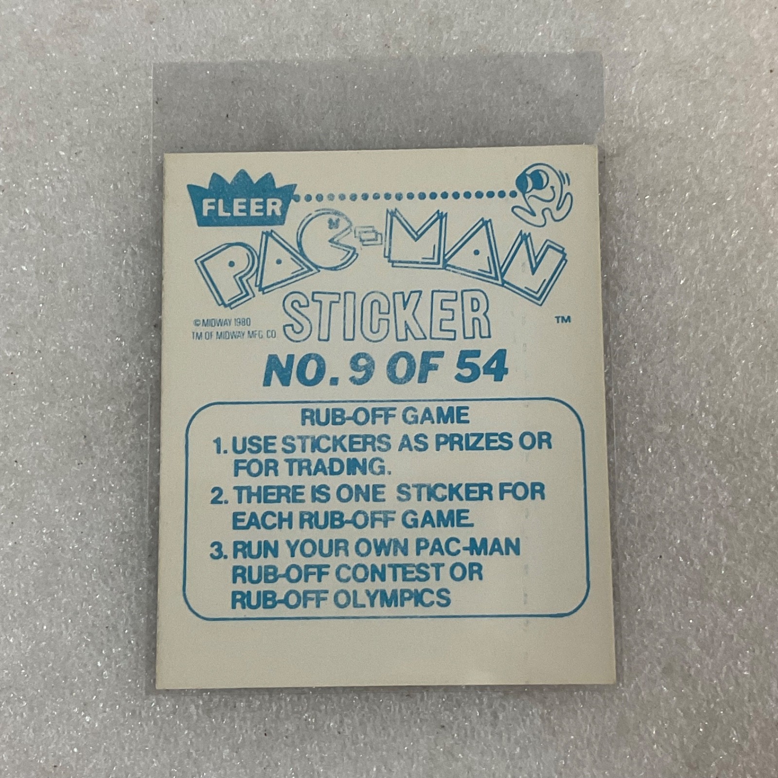 1980 Fleer Pac-Man Sticker #9 of 54 Waka Waka Gulp Midway - Image 2
