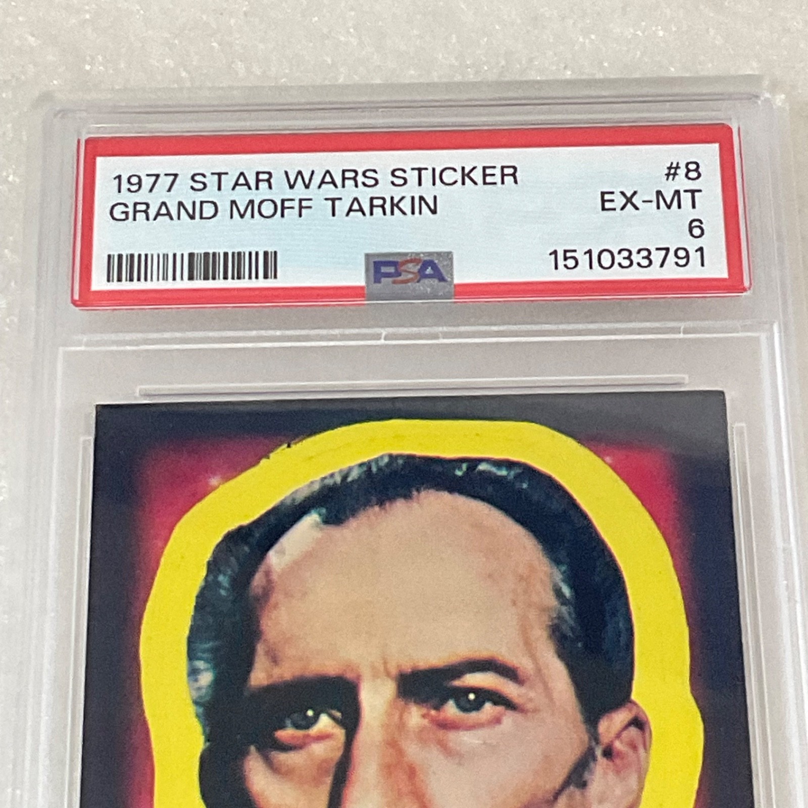 Star Wars 1977 Grand Moff Tarkin Sticker Card #8 PSA 6 CERT#151033791 - Image 4