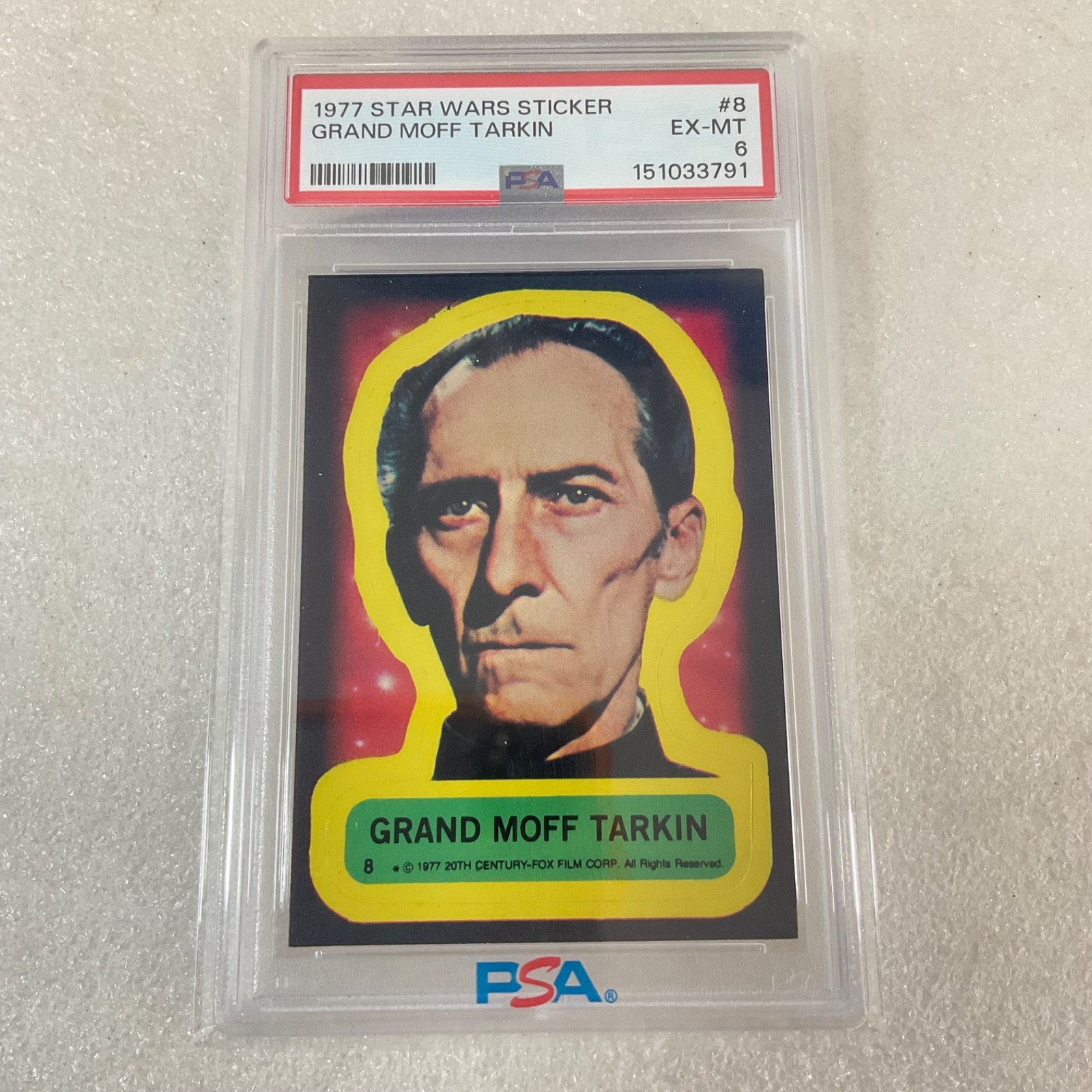 Star Wars 1977 Grand Moff Tarkin Sticker Card #8 PSA 6 CERT#151033791 - Image 16