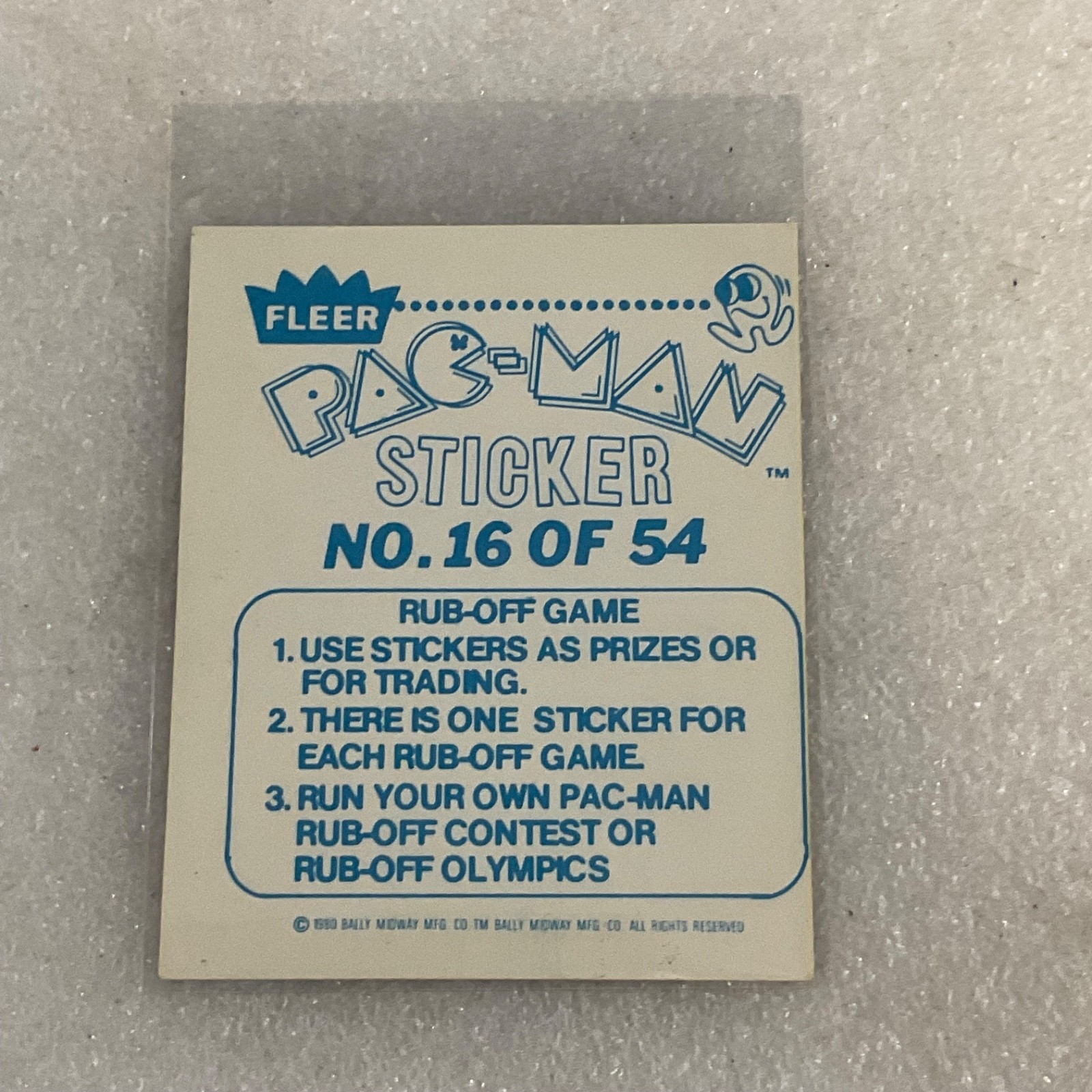 1982 Fleer Pac-Man Sticker #16 The Pac-Man Knows Bally Midway - Image 2