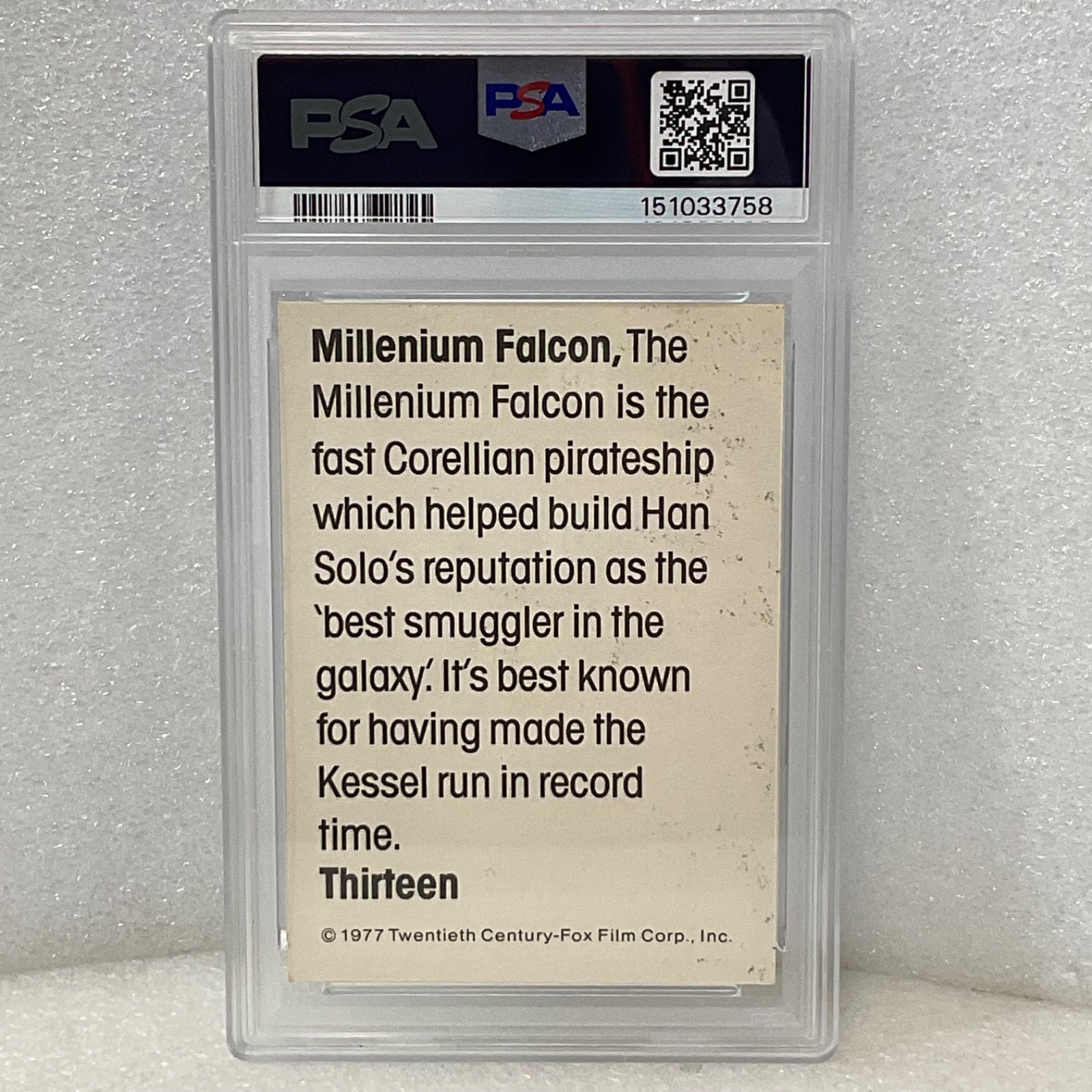1977 Star Wars Wonder Bread #13 Millenium Falcon PSA 6 CERT#151033758 - Image 5