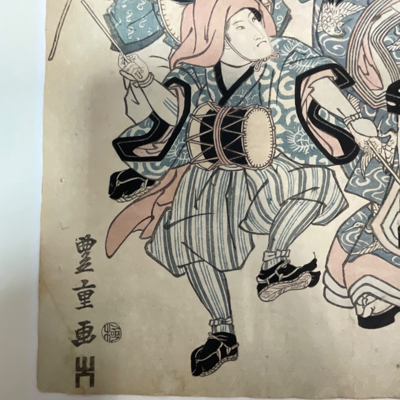 Title: Japanese Kabuki Actor Ukiyo-e Style Print Matted 20in x 15.5in Descriptio - Image 9