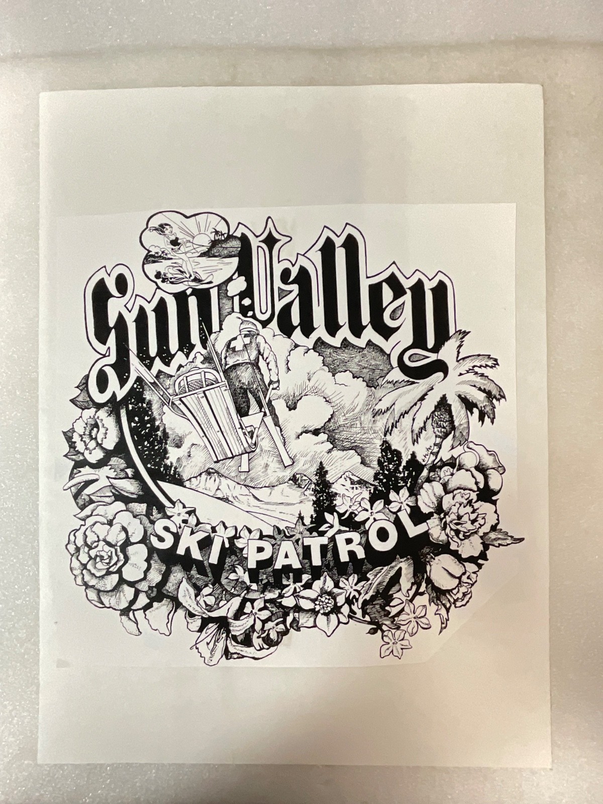 Sun Valley Ski Patrol Paper Art Print T Teige Black White 16x12in - Image 1