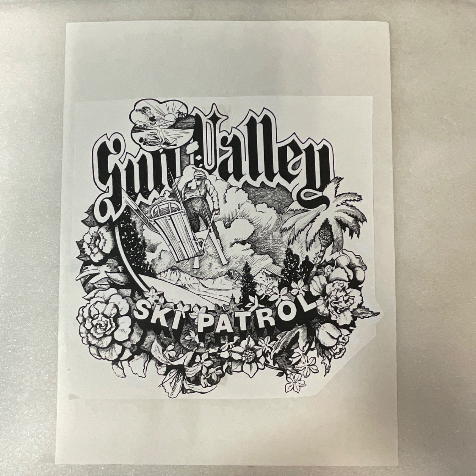 Sun Valley Ski Patrol Paper Art Print T Teige Black White 16x12in - Image 3