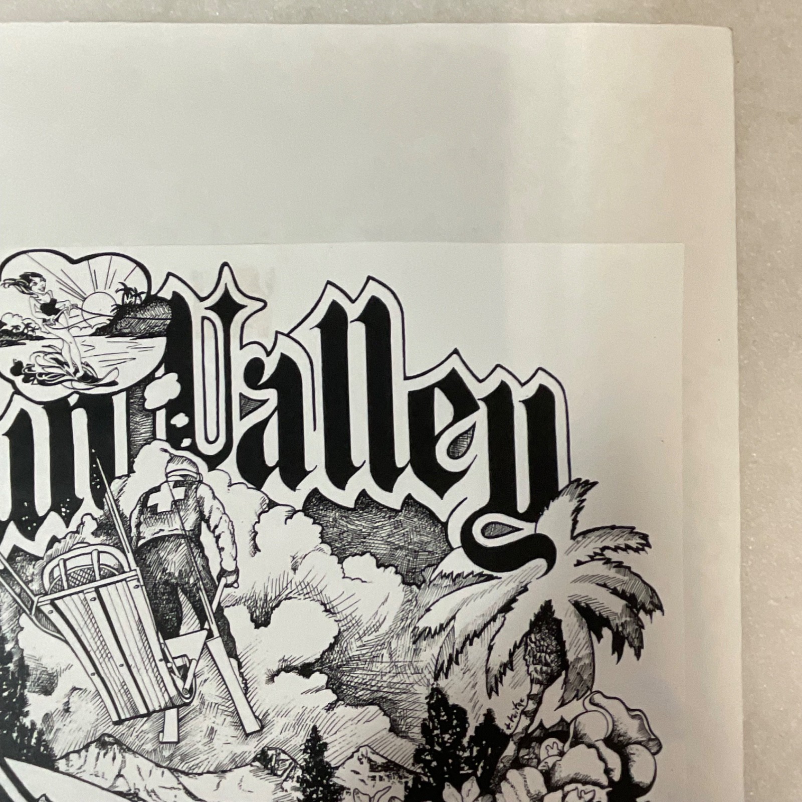 Sun Valley Ski Patrol Paper Art Print T Teige Black White 16x12in - Image 9